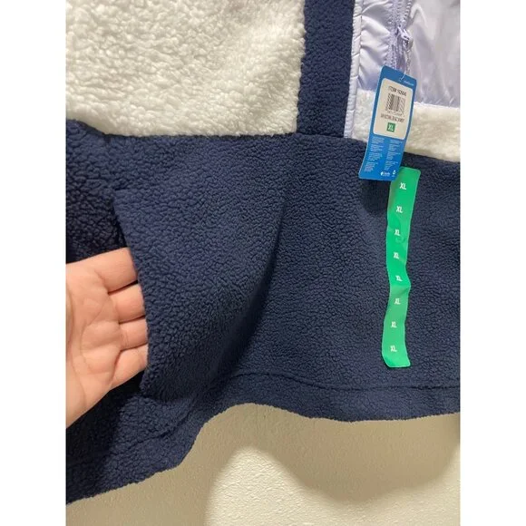 Columbia NWT Women's Long Sleeve Cropped Fleece Pullover, XL, Navy/White - Picture 9 of 16